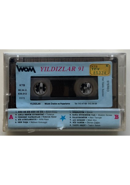 Yıldızlar 91 Kaset (Jelatininde Orjnal Dönem Kağıt Baskı Kaset)