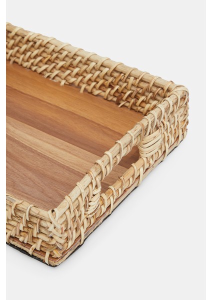 Sooboho Rattan Bambu Dekoratif Tepsi Dikdörtgen