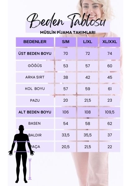 Kadın Müslin Pijama Takımı Düğmeli Yakalı Pijama