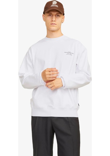 Jprblachad Erkek Beyaz Sweatshirt 12261386-BRIGHTWHITE