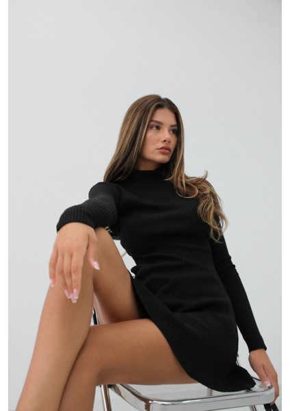 Uzun Kollu Evaze Siyah Elbise modelleri