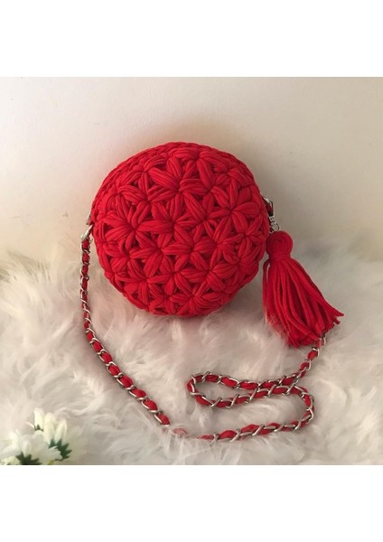 💜 Çiçek Desenli Makaron Model El Örgüsü Çanta 💜