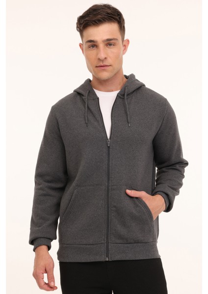 Mr RJN387 Fz Hd 4pr Antrasıt Melanj Erkek Eşofman Üstü