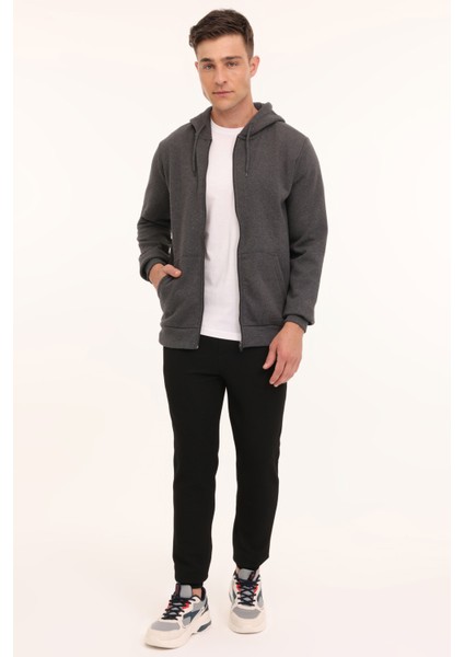 Mr RJN387 Fz Hd 4pr Antrasıt Melanj Erkek Eşofman Üstü modelleri