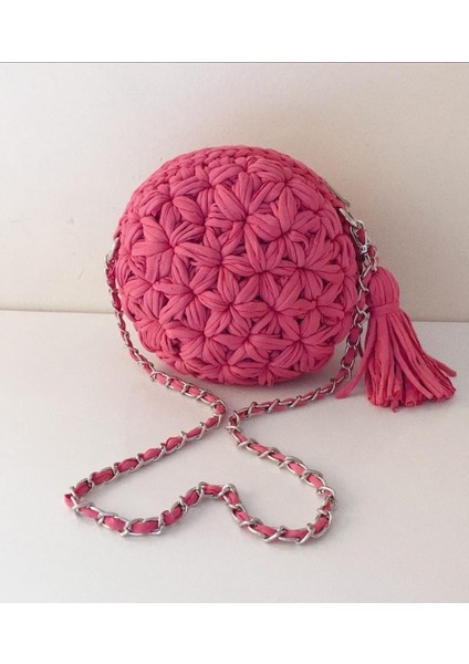 💜 Çiçek Desenli Makaron Model El Örgüsü Çanta 💜