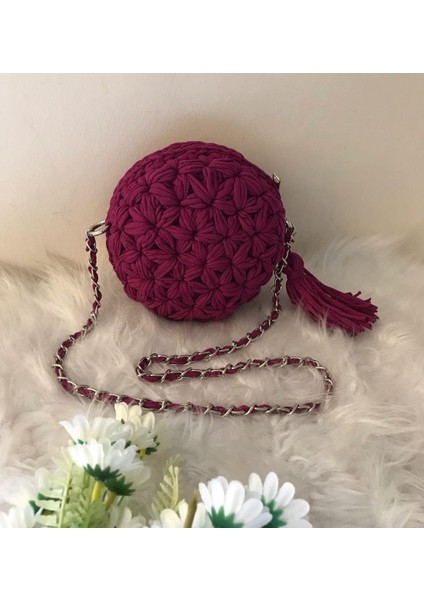 💜 Çiçek Desenli Makaron Model El Örgüsü Çanta 💜