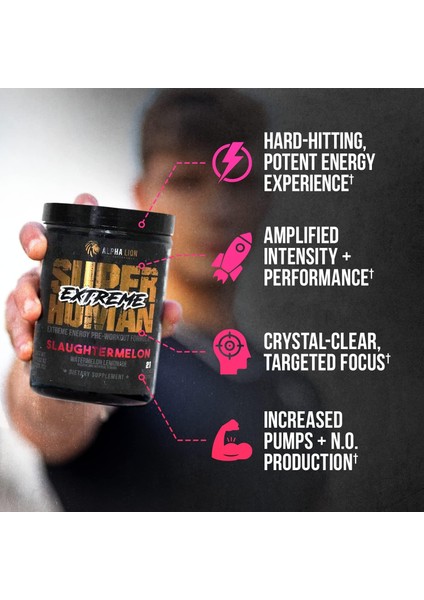 Superhuman Extreme Pre-Workout Preworkout Intense Sustained Energy And Focus Elevated Nitric Oxide Maximum Pump Nutrient Delivery