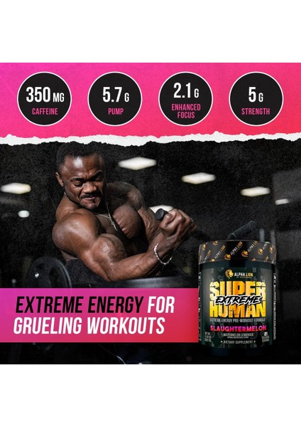 Superhuman Extreme Pre-Workout Preworkout Intense Sustained Energy And Focus Elevated Nitric Oxide Maximum Pump Nutrient Delivery