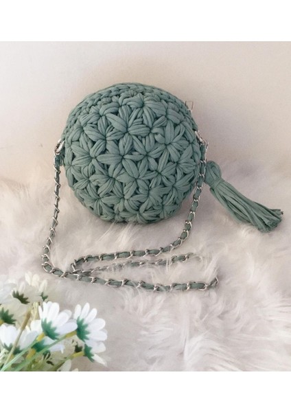 💜 Çiçek Desenli Makaron Model El Örgüsü Çanta 💜