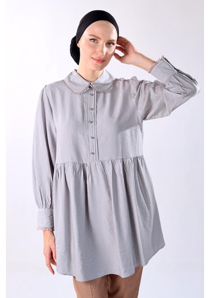 4069a Bebe Yaka Tunik Gri
