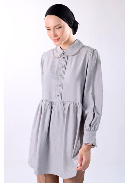 4069a Bebe Yaka Tunik Gri modelleri