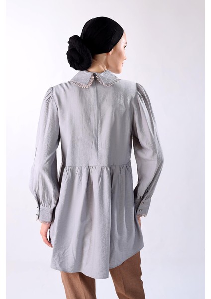 4069a Bebe Yaka Tunik Gri indirimleri