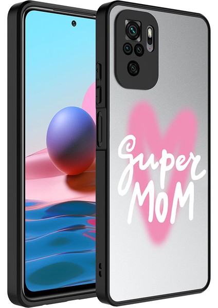 Xiaomi Redmi Note 10 Kılıf Aynalı Desenli Kamera Korumalı Parlak Mirror Kapak - Süper Anne