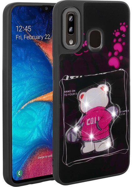 Samsung Galaxy A30 Kılıf Parlayan Kabartmalı Ikonik Figürlü Amas Silikon Kapak - Siyah