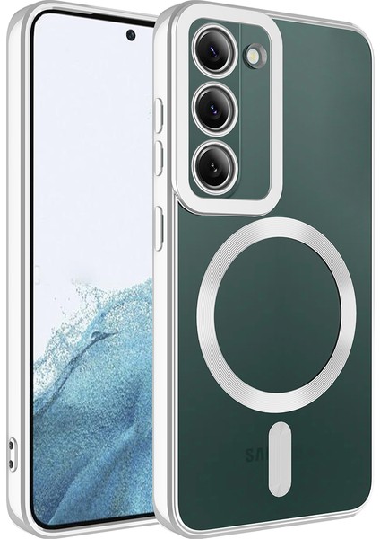 Samsung Galaxy S23 Plus Kılıf Magsafe Wireless Şarj Özellikli Setro Silikon - Gümüş