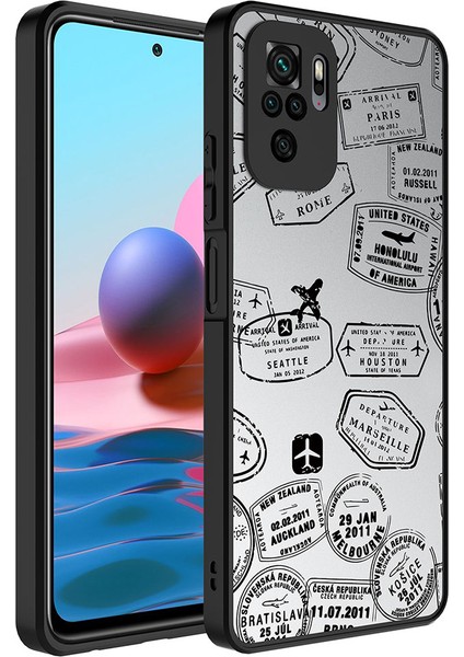 Xiaomi Redmi Note 10 Kılıf Aynalı Desenli Kamera Korumalı Parlak Mirror Kapak - Seyahat