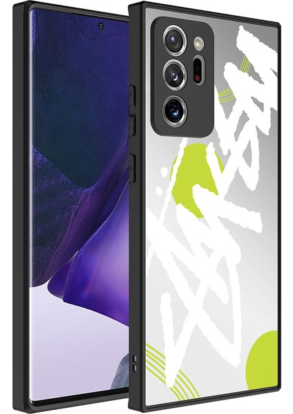 Samsung Galaxy Note 20 Ultra Kılıf Aynalı Desenli Kamera Korumalı Parlak Mirror Kapak - Yazı