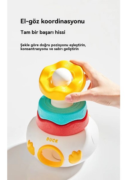 Baby Puzzle Rainbow Rotating Stacking Music Colorful Tower Assembly Stacking Rotating Music Baby Early Education Cognitive Game (Yurt Dışından)