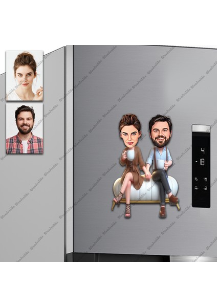 2 Kişi Bay Bayan Tasarımlı Buzdolabı Magneti/resim Gönder Magnet Olsun