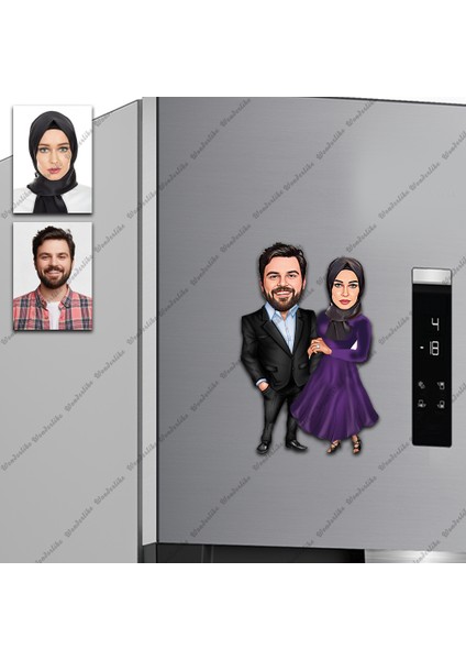 Karı Koca Eş Tasarımlı Buzdolabı Magneti/resim Gönder Magnet Olsun