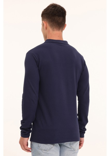 MB SN329 Ukol Polo 4pr Lacivert Erkek Uzun Kol T-Shirt
