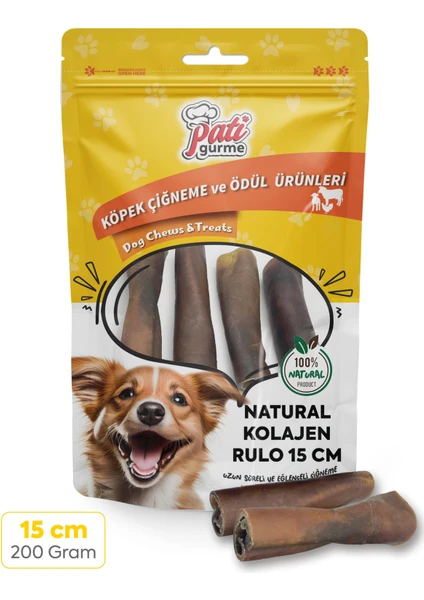 Pati Gurme Naturel Kolajen Rulo 15cm 200 Gram %100 Doğal Köpek Ödül Maması