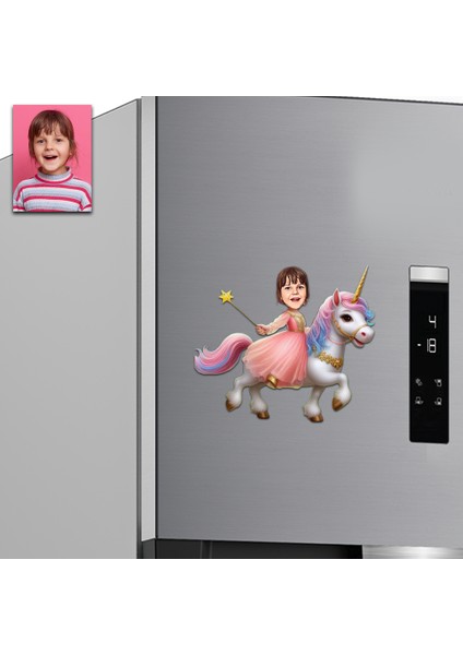 Unicornlu Kız Tasarımlı Buzdolabı Magneti