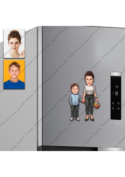 Anne ve Çoçuk Tasarımlı Buzdolabı Magneti/resim Gönder Magnet Olsun
