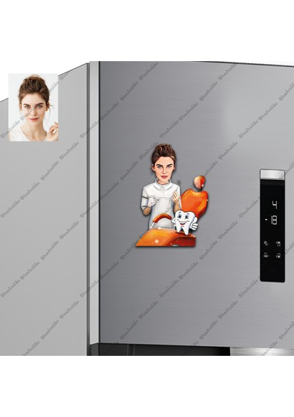 Diş Doktoru Dişçi Tasarımlı Buzdolabı Magneti/resim Gönder Magnet Olsun