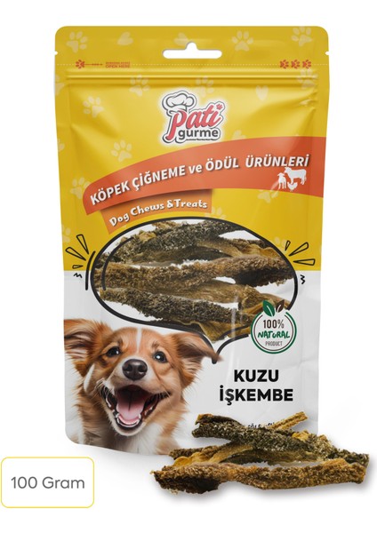 Pati Gurme Kuzu Işkembe 100 Gram %100 Doğal Köpek Ödül Maması