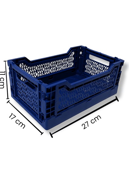 4'lü Mini Box Katlanır Kasa Sarı Lacivert | Çok Amaçlı Organizer Düzenleyici 5 Litre