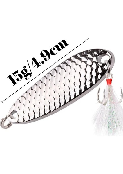 Kaşık 15GRAM 4,9 C.m Gümüş Yapay Yem, Spin, Rapala, Jig Yem, Zoka Yem, Alabalık, Çinekop, Levrek, Lüfer, Palamut, Zargana, Turna, Zoka Yem