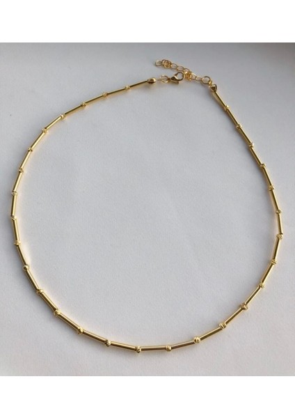 Altın Kaplamalı Minimal Top Boru Kolye