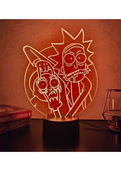 Lerad-Lazer Art Rıck And Morty 3D Gece Lambası. 16 Renk+Dokunmatik ve Uzaktan Kumandalı Işık. Hediye Olarak Mükemmeldir.