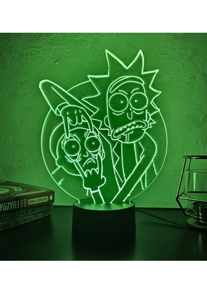 Lerad-Lazer Art Rıck And Morty 3D Gece Lambası. 16 Renk+Dokunmatik ve Uzaktan Kumandalı Işık. Hediye Olarak Mükemmeldir.