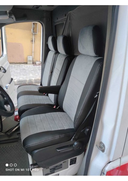 Mercedes Sprinter 2009. 2013 Arası 2+1 3 Kişilik Gri Taytüyü Siyah Deri Karışımı Gri Ip Uyumlu