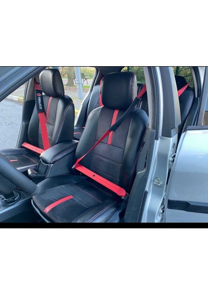 Megane 2 Arka Sırt Arka Oturma 2+1 Siyah Taytüyü Siyah Deri Karışımı Kırmızı Ip. Kırmızı Şerit