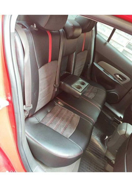 Chevrolet Cruze Uyumlu Arka Sırt 2+1 Arka Sırt Kolcaklı Model Siyah Taytüyü Deri Karışımı Kırmızı Ip fiyatları