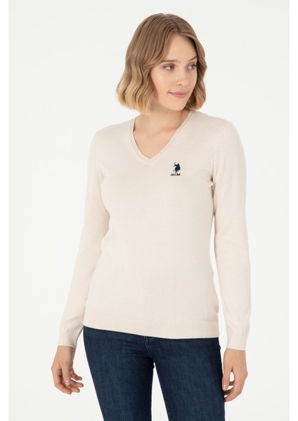 Kadın Krem Melanj Triko Kazak 50288997-VR159