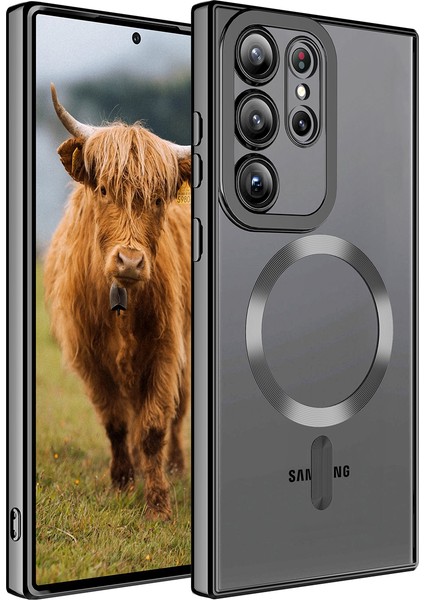 Samsung Galaxy S23 Ultra Kılıf Magsafe Wireless Şarj Özellikli Setro Silikon - Siyah