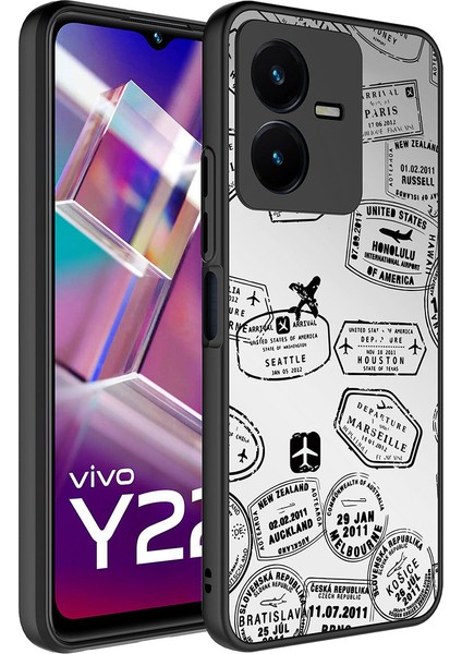 Vivo Y35 Kılıf Aynalı Desenli Kamera Korumalı Parlak Mirror Kapak - Seyahat