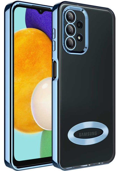 Samsung Galaxy A13 4g Kılıf Kamera Korumalı Logo Gösteren Omega Kapak - Sierra Mavi