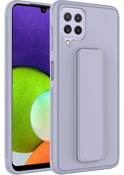 Samsung Galaxy M32 Kılıf Qstand Kapak - Gri