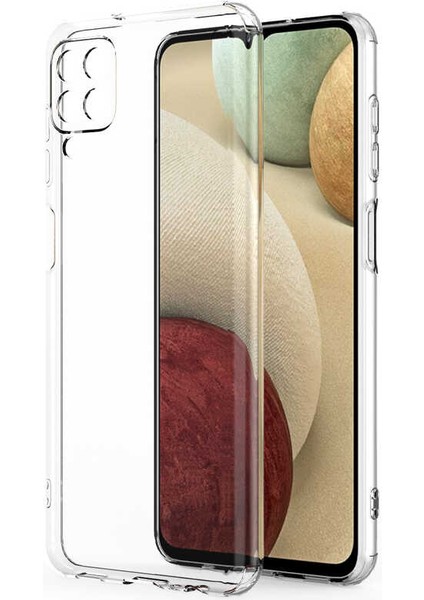 Samsung Galaxy A12 Kılıf Kamera Korumalı Süper Silikon Kapak - Renksiz