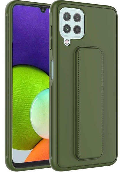 Samsung Galaxy A22 4g Kılıf Qstand Kapak - Koyu Yeşil