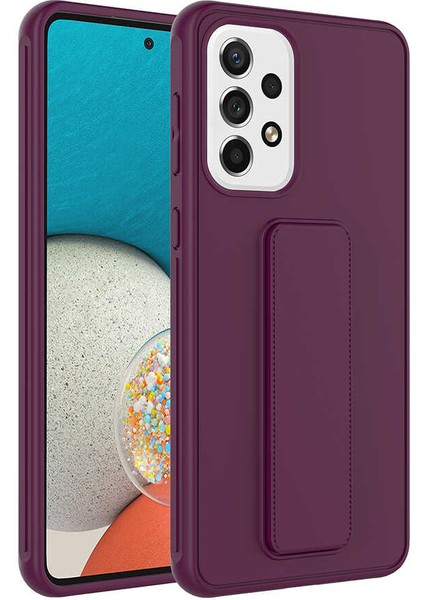 Samsung Galaxy A72 Kılıf Qstand Kapak - Mürdüm