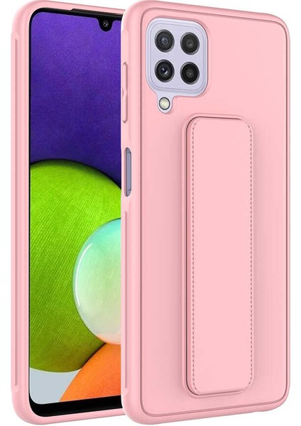 Samsung Galaxy A22 4g Kılıf Qstand Kapak - Pembe