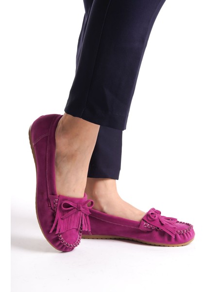 Ps-100 Fuşya Süet Püsküllü Günlük Kadın Babet fiyatları