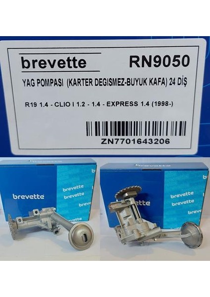 Yağ Pompası RN9050 R19 1.4 Clıo I 1.2 1.4 Express 1.4 24DİŞ Karter Degısmez-Buyuk Kafa 24DİŞ Karter Degısmez-Buyuk Kafa Gold
