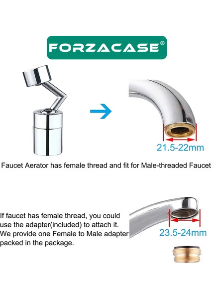 Banyo Mutfak İçin 720 Derece Dönebilen Musluk Başlığı - FC707